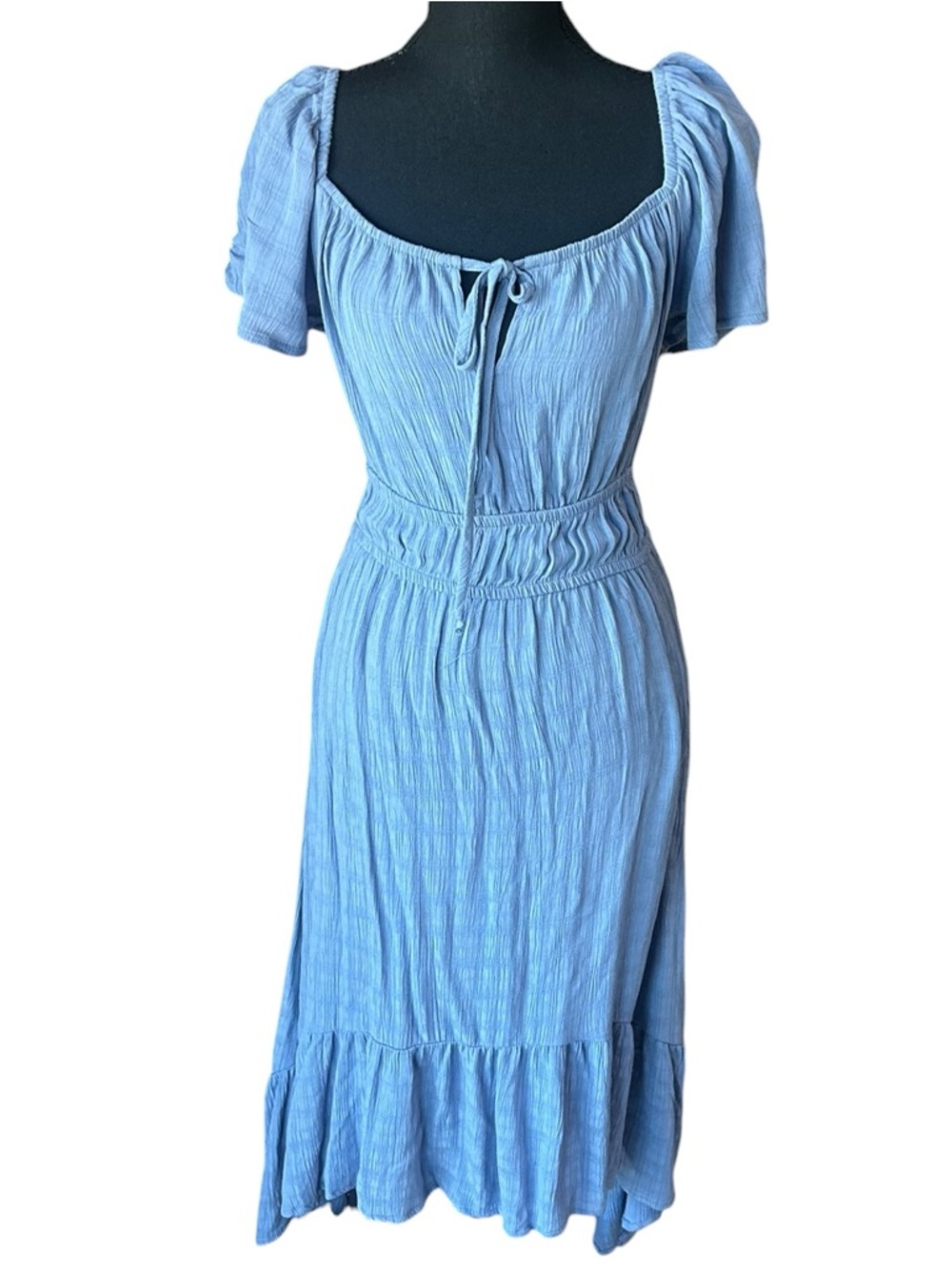 Rewind Blue Milkmaid Midi Dress NWT Puff Sleeve Cottagecore Small